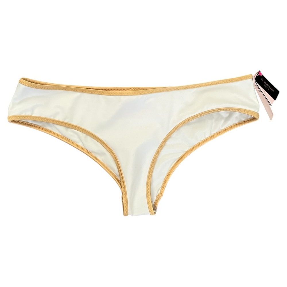 Victoria's Secret Swim Bottom White Gold Trim Mediterranean Beach Pool Spa NWT